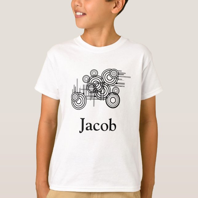 T-shirt Cercles abstraits noirs de différentes tailles (Devant)