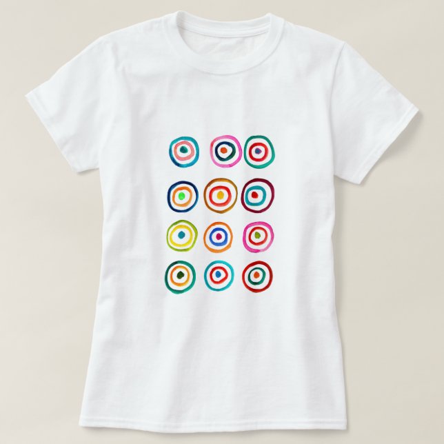 T-shirt Cercles arc-en-ciel coloré mignon whimsical (Design devant)