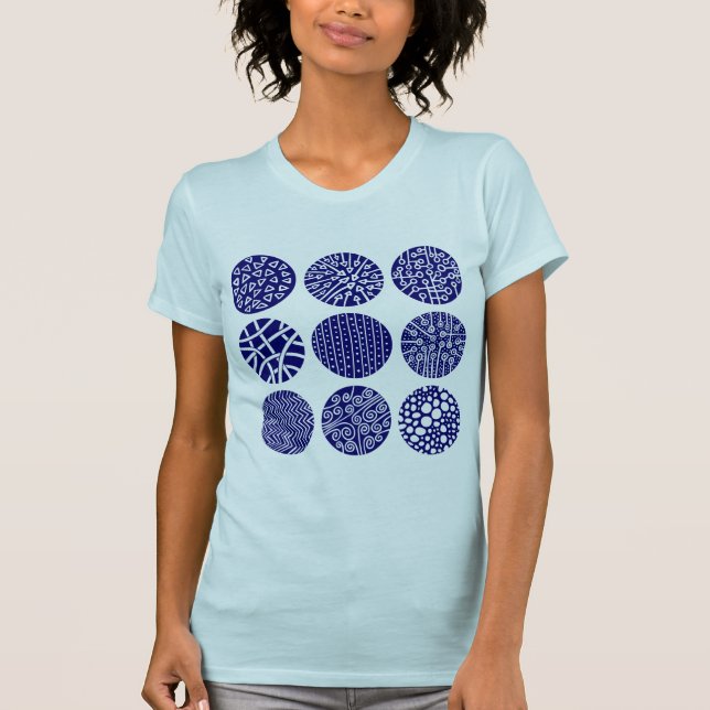 T-shirt Cercles Décoratifs - Bleu Nuit et Blanc (Devant)