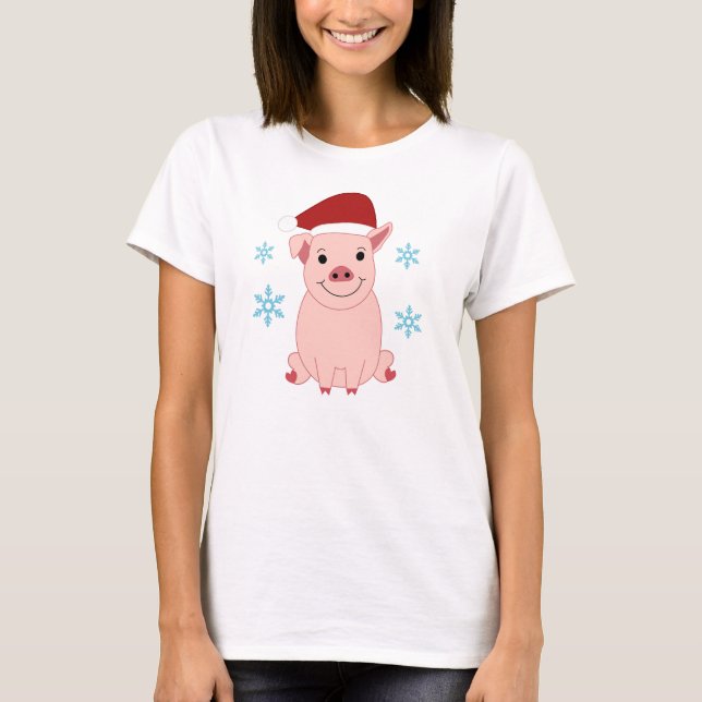 T-shirt Cerdito navideño sonriente (Devant)
