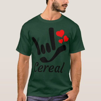 T-shirt Céréale avec I LOVE You signe plus coeurs ASL Sign