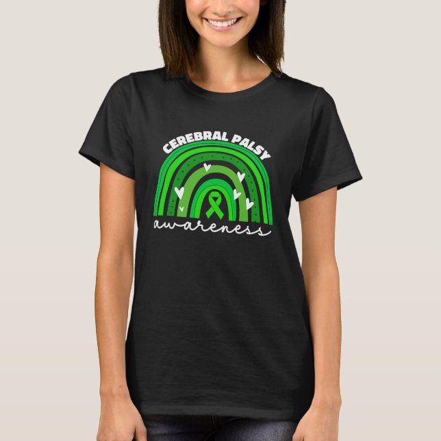 T-shirt Cerebral Palsy Awareness For Women Green Ribbon Cp (Devant)