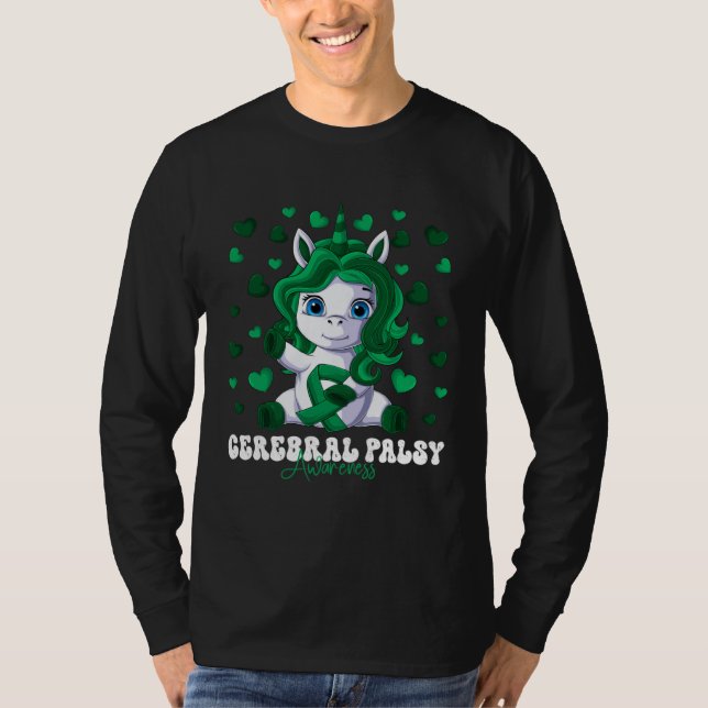 T-shirt Cerebral Palsy Awareness Month Green Ribbon Unicor (Devant)