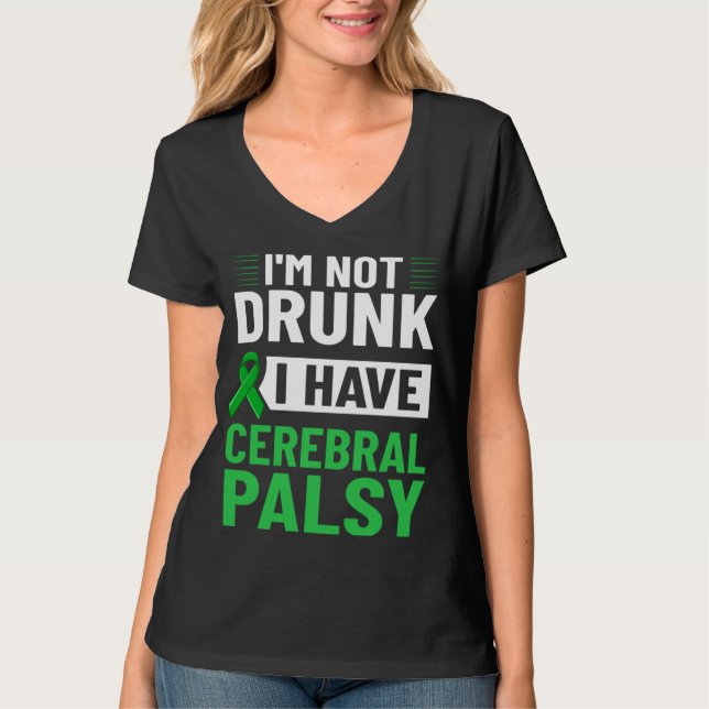 T-shirt Cerebral Palsy Green Ribbon Brain Damage Awareness (Devant)