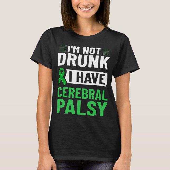 T-shirt Cerebral Palsy Green Ribbon Brain Damage Awareness (Devant)