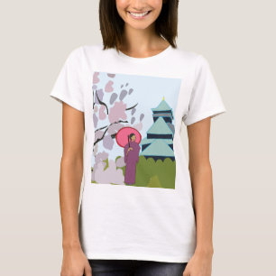 T-shirt Cérémonie Fleur de Cerisier Geisha Kimono Japon 