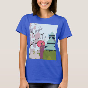 T-shirt Cérémonie Fleur de Cerisier Geisha Kimono Japon 