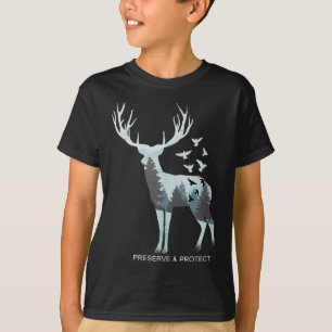 T-shirt Cerf - Animal naturel de la forêt - Préserver &