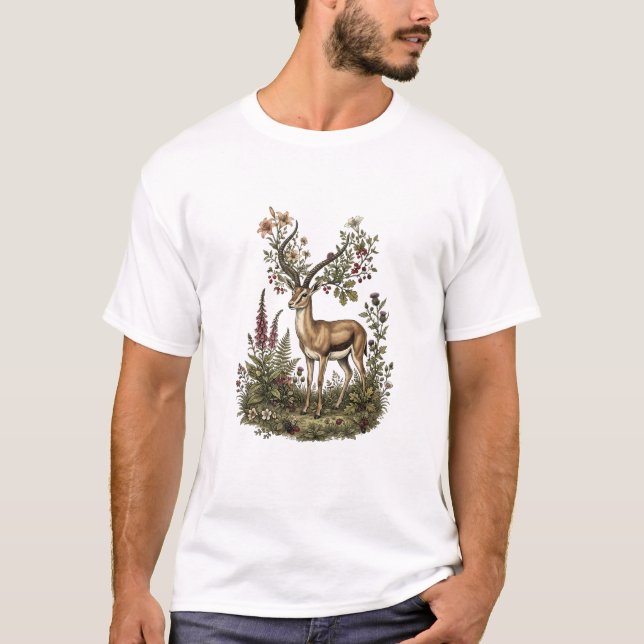 T-shirt Cerf aux fleurs sauvages  (Devant)