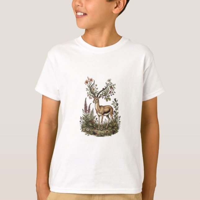 T-shirt Cerf aux fleurs sauvages  (Devant)