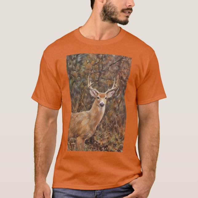 T-Shirt Cerf avec Bois (Devant)