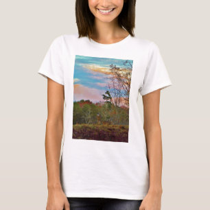 T-shirt Cerf avec ciel bleu rose