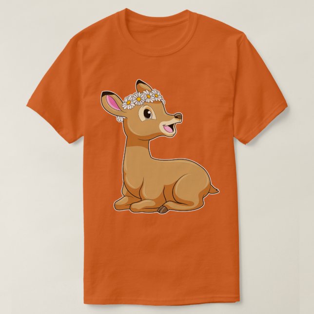 T-shirt Cerf avec Fleur marguerite (Design devant)