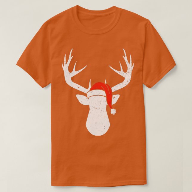 T-shirt Cerf avec le chapeau de Noël Pyjama de chasse cade (Design devant)