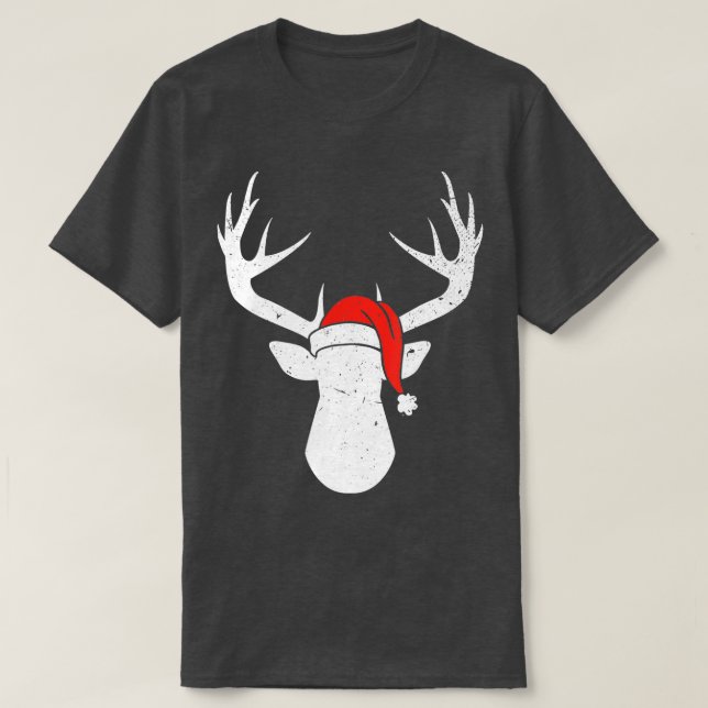 T-shirt Cerf avec le chapeau Noël Pyjama Chasse Chasse au  (Design devant)