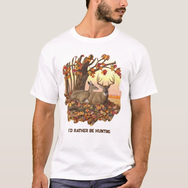 T-shirt Cerf blanc en automne Nouvelle-Angleterre Couleurs (Devant)