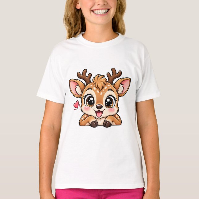 T-shirt Cerf Cacher Regard Mignon (Devant)