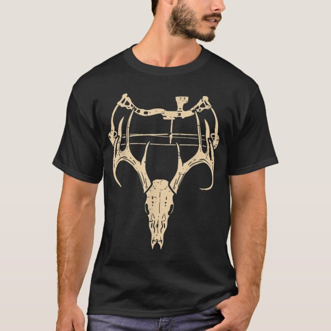 T-shirt Cerf Compound Bow Chasse Retro Papa (Devant)