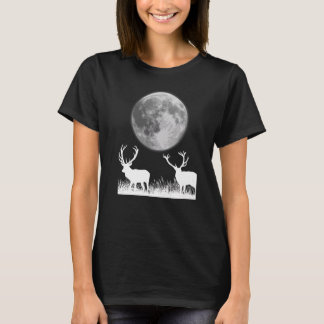 T-shirt Cerf cool Ou Elk Sous La Lune Pour Chasseurs Natur