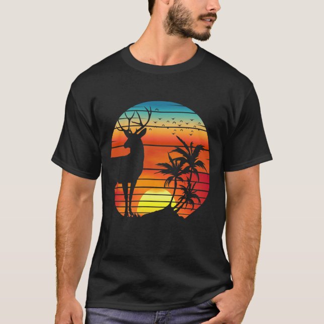 T-SHIRT CERF COUCHER DE SOLEIL  (Devant)