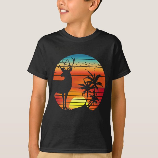T-SHIRT CERF COUCHER DE SOLEIL  (Devant)