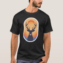Cerf Coucher de Soleil Mystique Rétro Bohème Art S