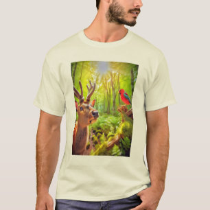 T-shirt Cerf curieux dans la jungle