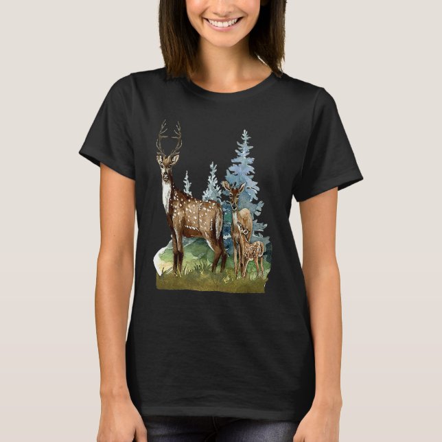 T-shirt Cerf Daim Biche Nature Faune Andouiller Forêt (Devant)