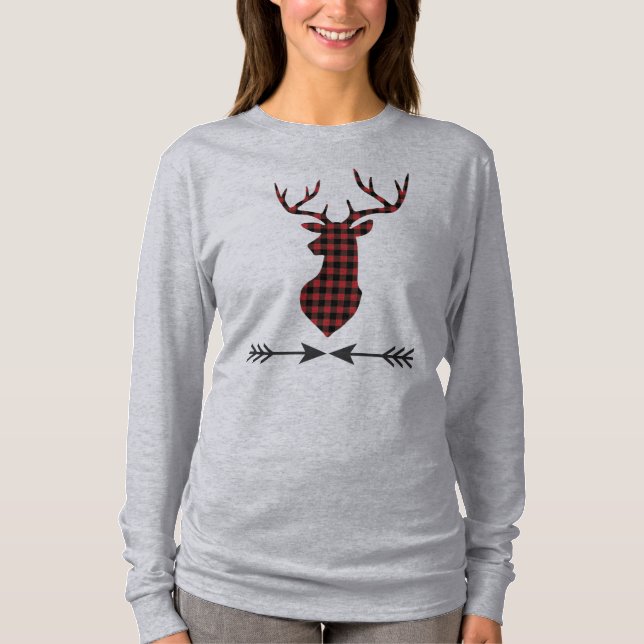 T-shirt Cerf de buffle noir rouge (Devant)