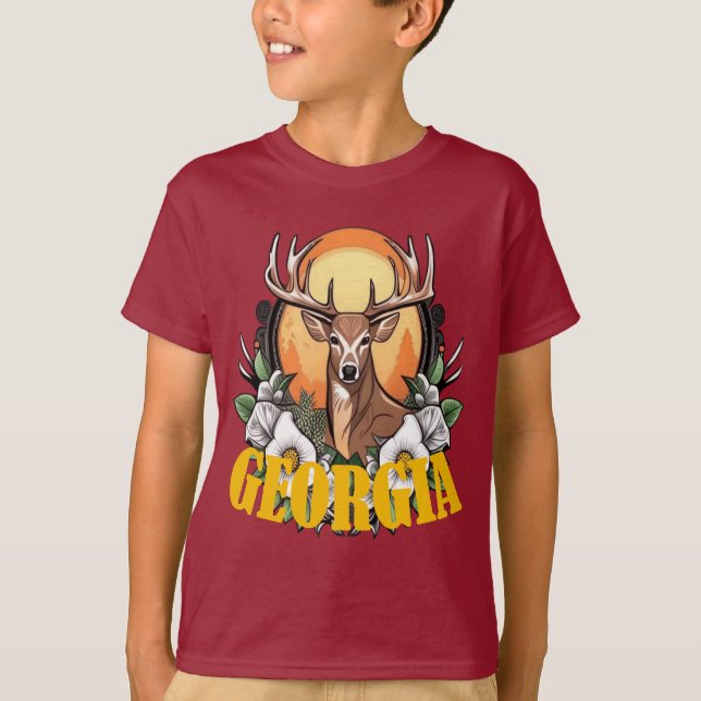 T-shirt Cerf de Géorgie avec des roses (Devant)