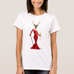 T-shirt Cerf De Glamour En Rouge