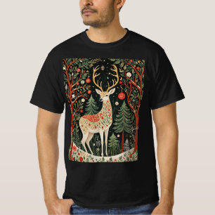 T-shirt Cerf de Noël de la forêt de minuit