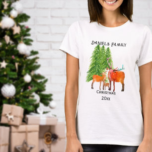 T-shirt Cerf de Noël en famille