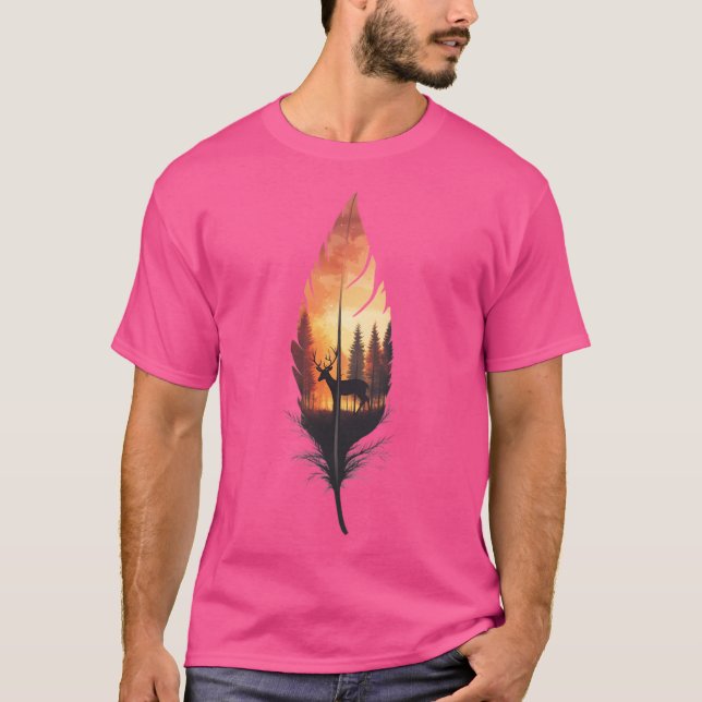 T-shirt Cerf en plume actif (Devant)