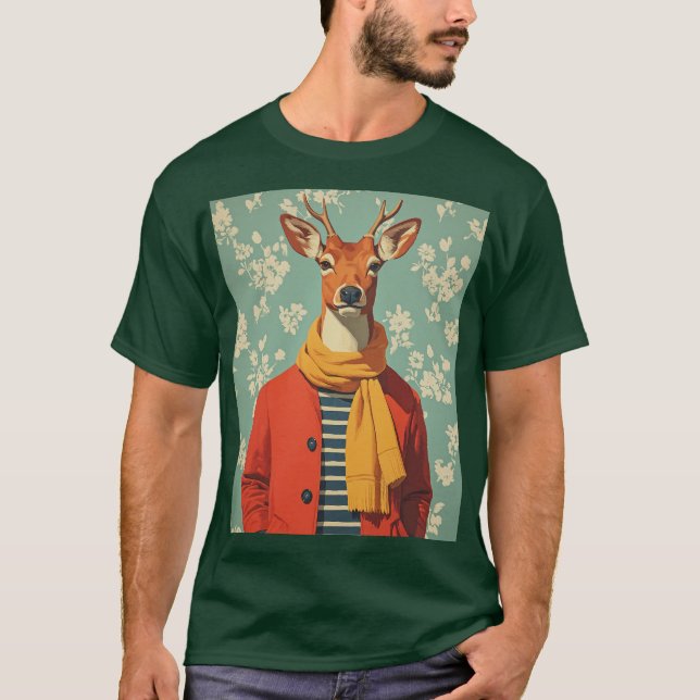 T-shirt Cerf festif en style hiver (Devant)
