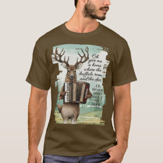 T-shirt Cerf jouant de l'accordéon American West buffalo