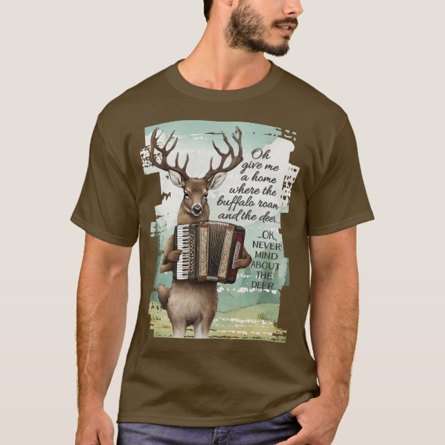 T-shirt Cerf jouant de l'accordéon American West buffalo (Devant)