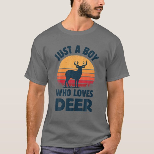 T-shirt Cerf Juste Un Garçon Qui Aime Elk Moose Retro Vint (Devant)