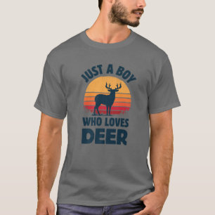 T-shirt Cerf Juste Un Garçon Qui Aime Elk Moose Retro Vint