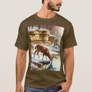 T-shirt Cerf mâle en hiver faune