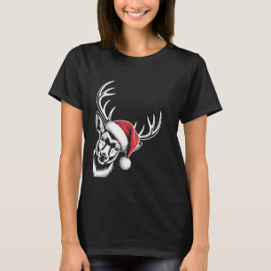 T-shirt Cerf Noël Chapeau de Père Noël Pyjama Cerf Blanc B