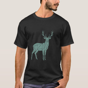 T-shirt Cerf Polygonal – Géométrie Turquoise en Mouvement
