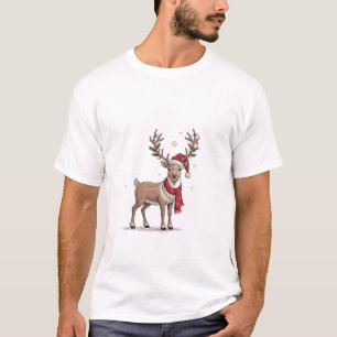 T-shirt Cerf portant des lumières de Noël Chapeau de Père 