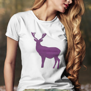 T-shirt Cerf silhouette Pourpre stag Forêt animal Simple
