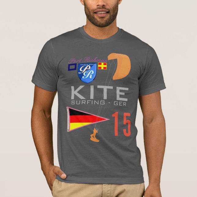 T-shirt Cerf-volant surfant le drapeau de l'Allemagne GER (Devant)