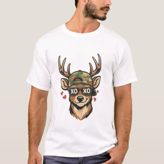 T-shirt Cerf XO en chapeau de camouflage – Création drôle