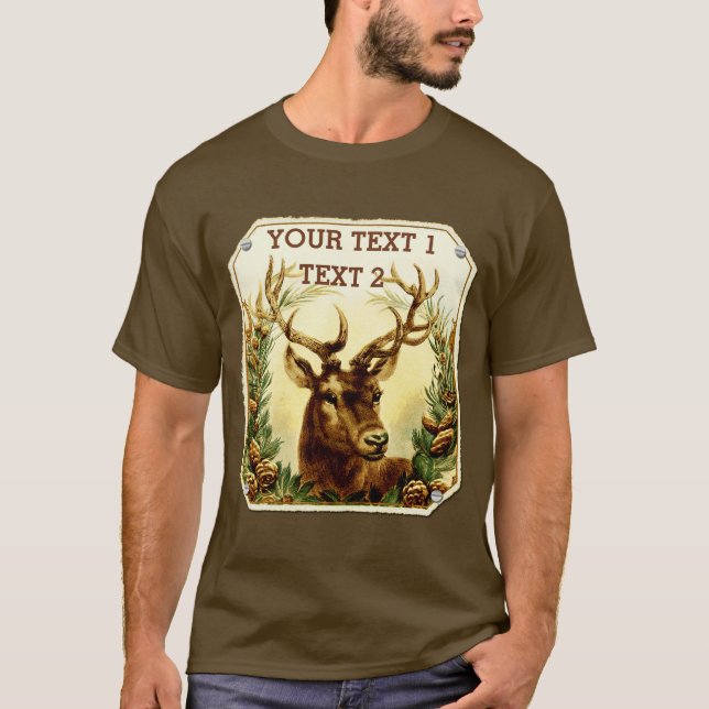 T-shirt Cerfs communs avec rustique de cônes de pin (Devant)