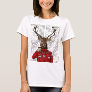 T-shirt Cerfs communs dans le chandail 2 de ski