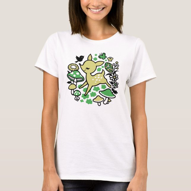 T-shirt Cerfs communs dans le vert forêt (Devant)