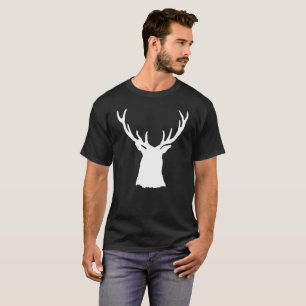 T-shirt Cerfs communs de blanc de silhouette d'andouillers